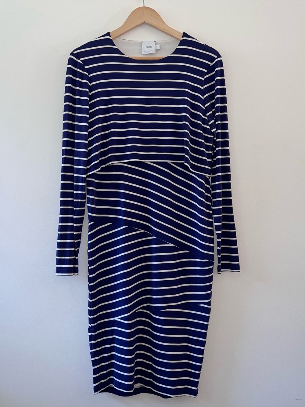 ASOS Maternity Striped Long Sleeve Nursing Dress Lightweight 8